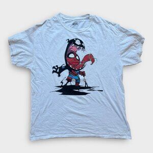 Marvel Spider-Man Adult T-Shirt - Chibi Venom Spidey Swallow Battle - Large